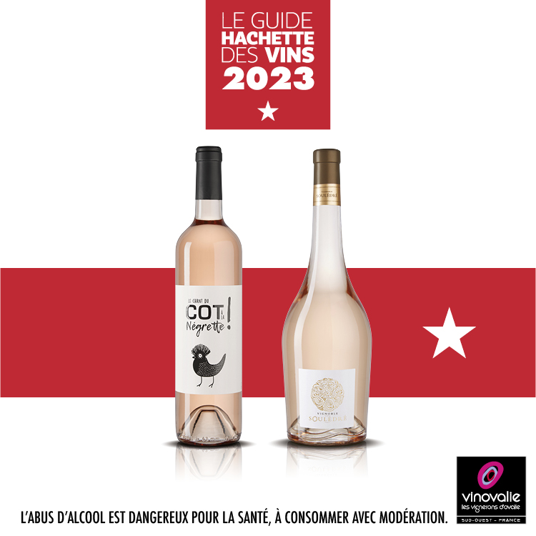 vins rosés de Vinovalie étoilés au guide hachette 2023