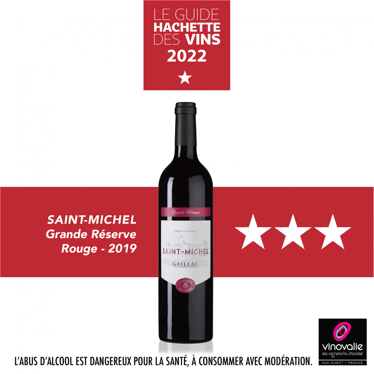 Saint Michel rouge vin Vinovalie 3 étoiles au guide hachette 2022