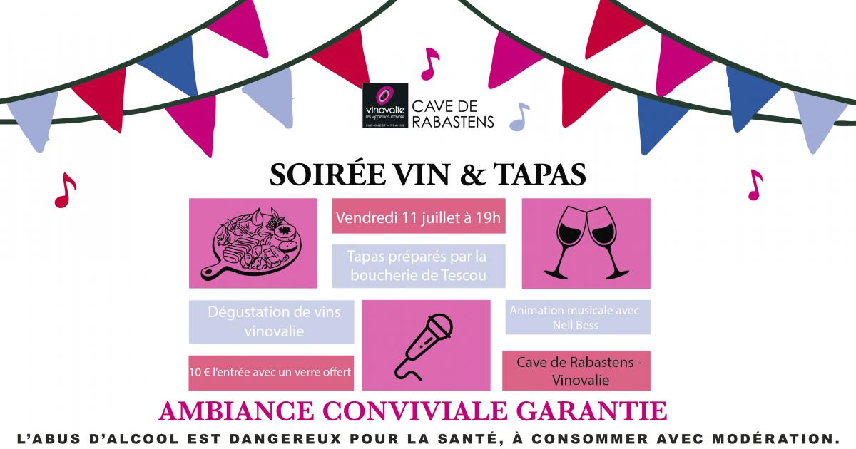 soirée tapas et vin à la cave Vinovalie de Rabastens