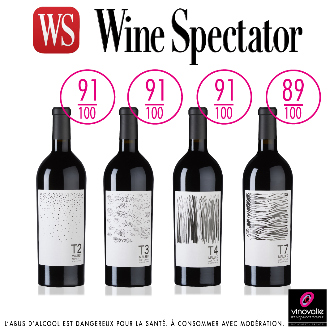 Notes Wine Spectator de la gamme 9 terroirs AOP Cahors