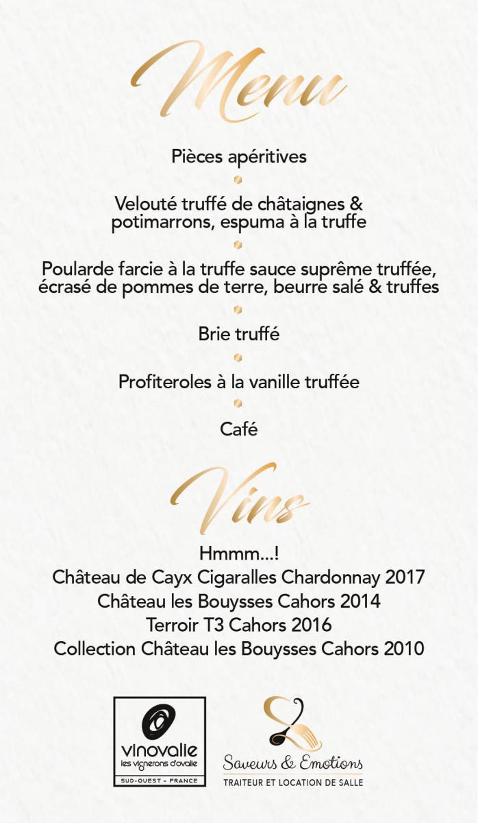 menu vin et truffes